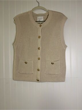 NWT Soho & Stella Sleeveless Ribbed Button-Front Sweater Vest Size Large